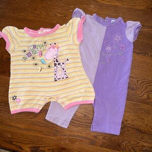 Little Me Yellow and Purple Kids One Pieces